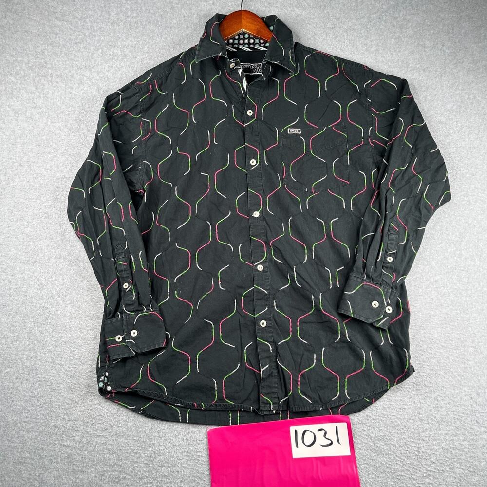 Enyce Clothing Co Shirt Large Black Colorful Geometric Button Up Long Sleeve Men